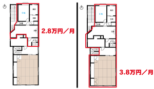 大通り沿いの３階建てビル。２階住居スペース！の間取り