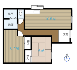 宮前川沿いのこじんまり平屋！広々駐車場も有☆の間取り