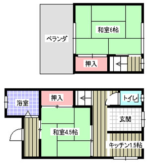 かわいいお庭付きアパートの間取り