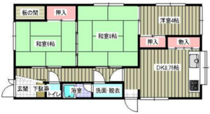 広めの駐車場付き！陽当たりのいい平屋 の間取り