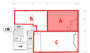 商店街の築60年の古家をリノベ！A区画出店者募集の間取り