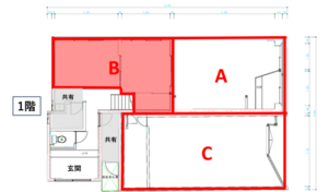 商店街の築60年の古家をリノベ！B区画出店者募集の間取り