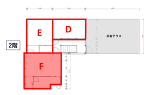 商店街の築60年の古家をリノベ！F区画出店者募集の間取り